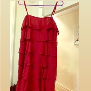 LOFT Burgundy Ruffle Dress